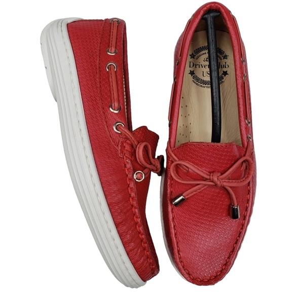 Driver Club USA | NIB Nantucket 2 Red Napa Preppy Leather Loafers Girl's 12.5 - Picture 1 of 14